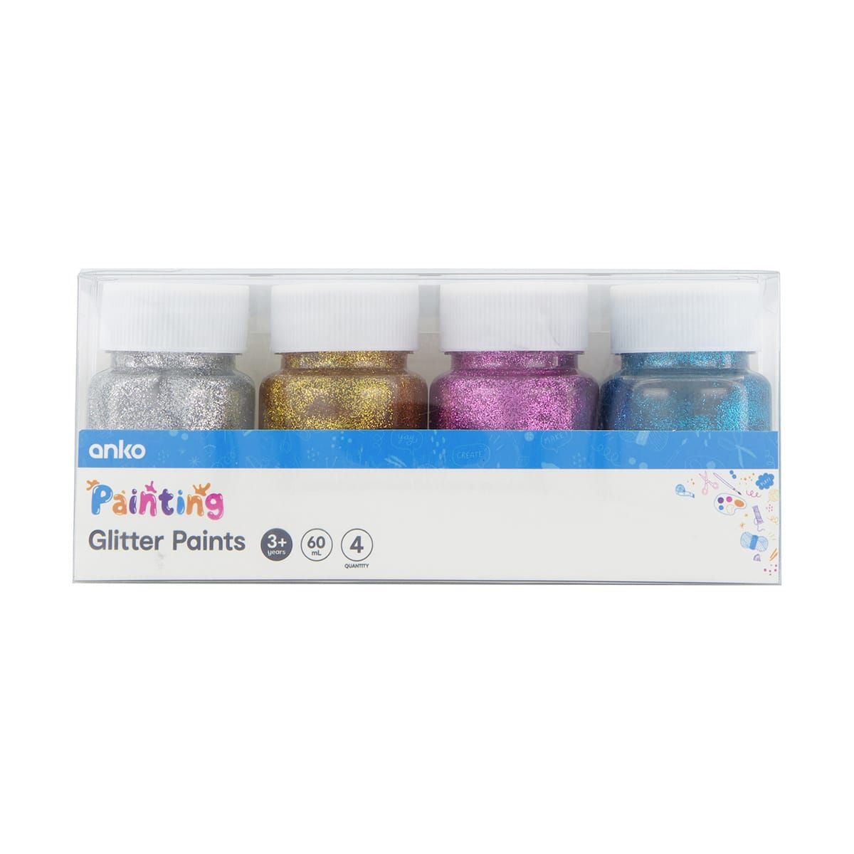 4 Pack Glitter Paints