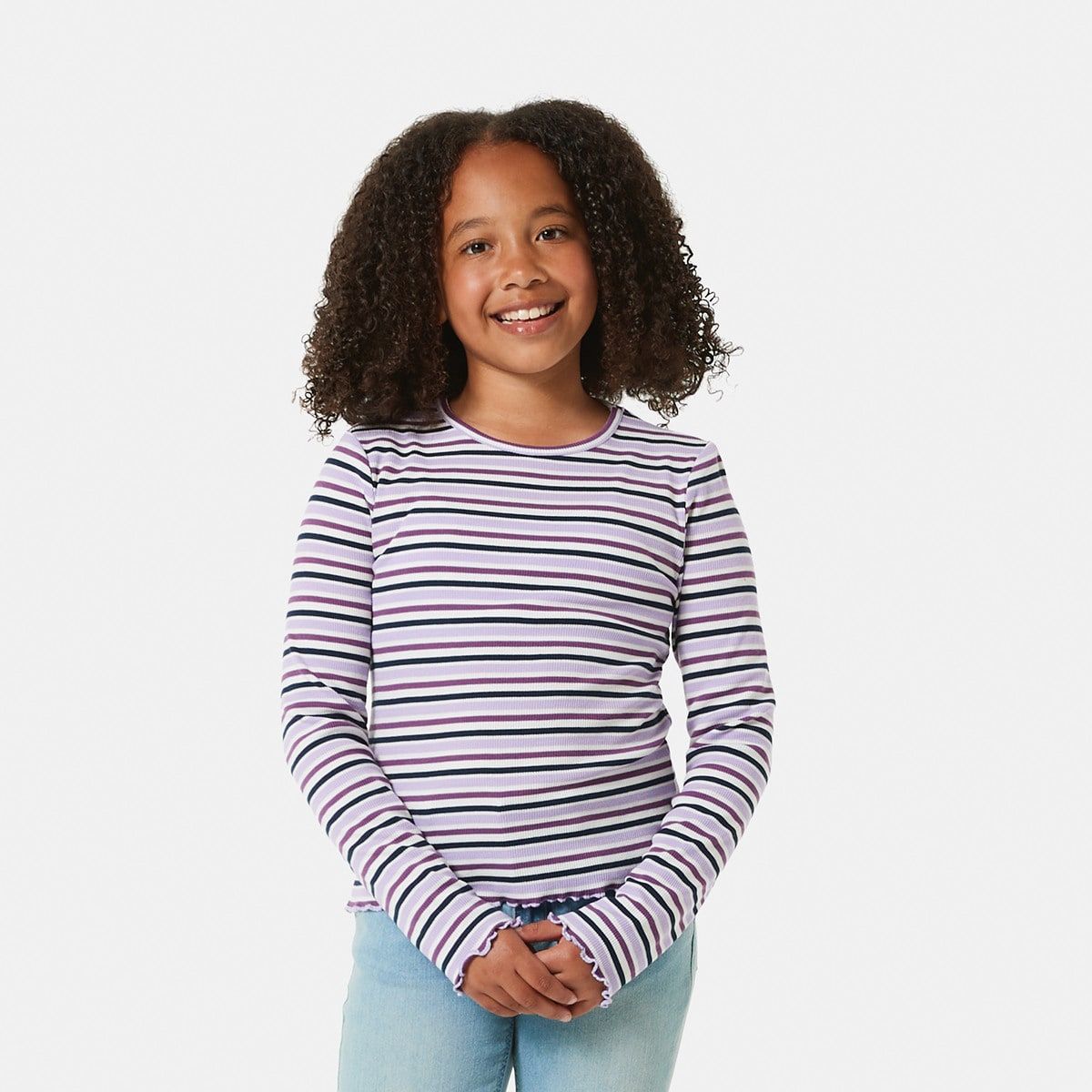 Long Sleeve Stripe Rib Top