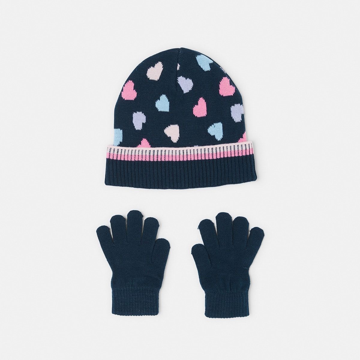 Hearts Beanie and Gloves Set