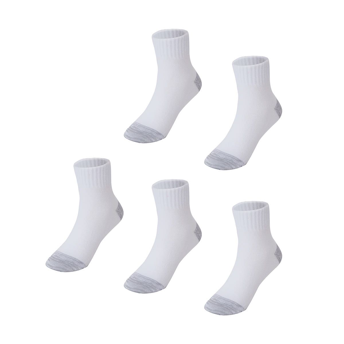 5 Pack Tough Quarter Crew Socks