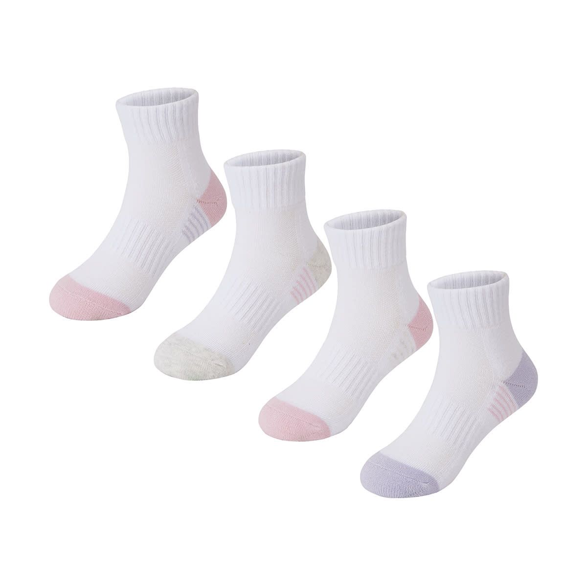 4 Pack Active Girls Sports Quarter Crew Socks