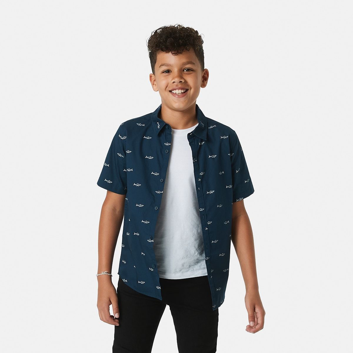 Short Sleeve All Over Print Poplin Shirt
