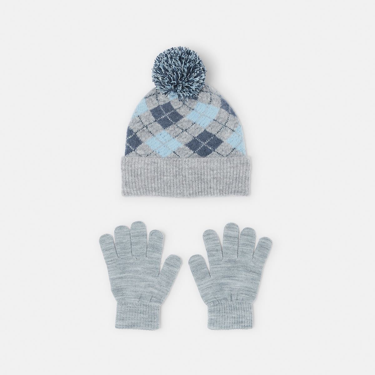 Argyle Beanie and Gloves Set