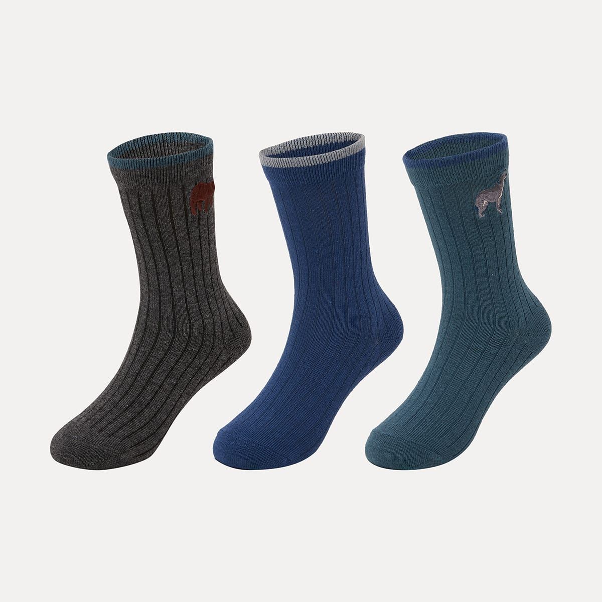3 Pack Ribbed Crew Socks