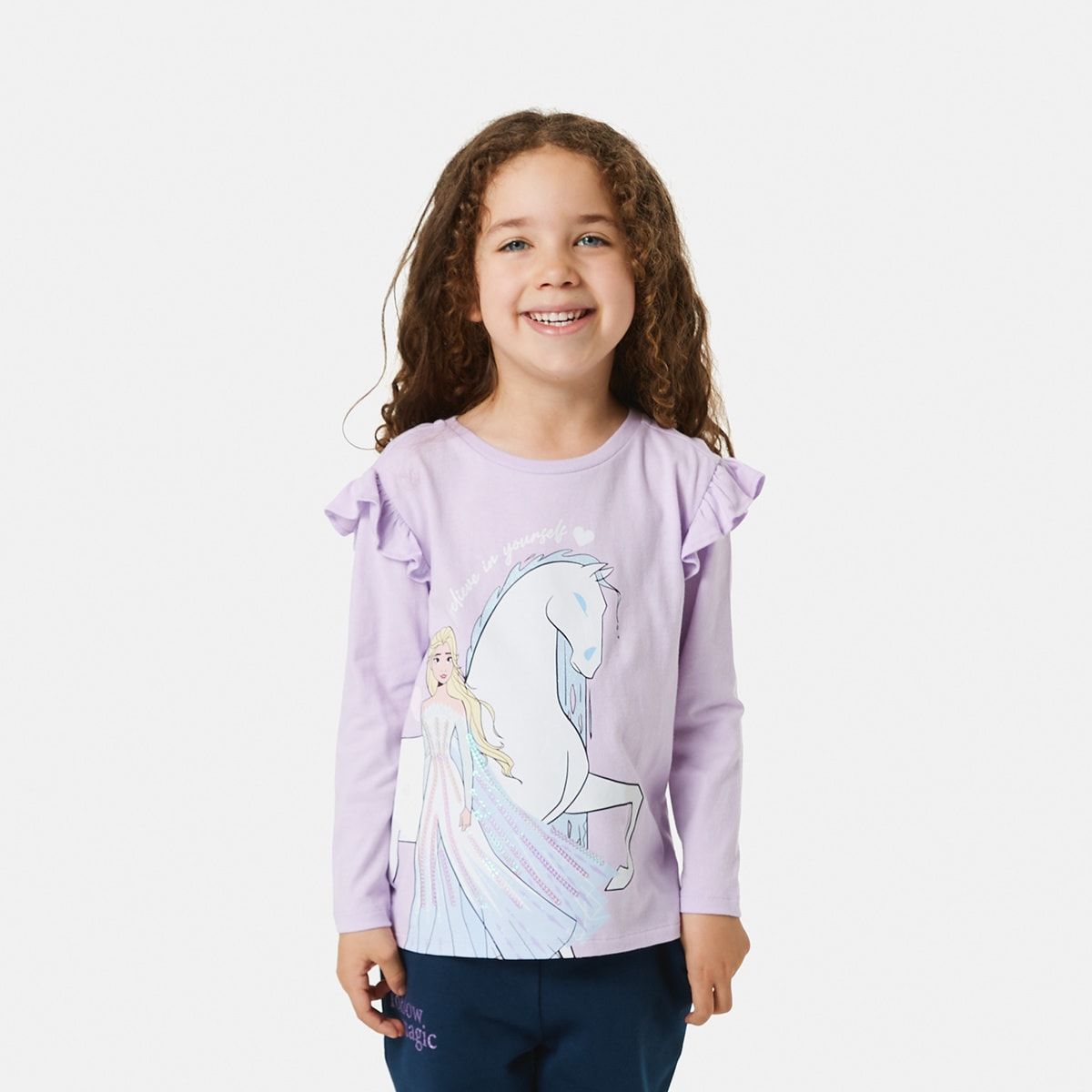 Long Sleeve Frozen License Sequin T-shirt