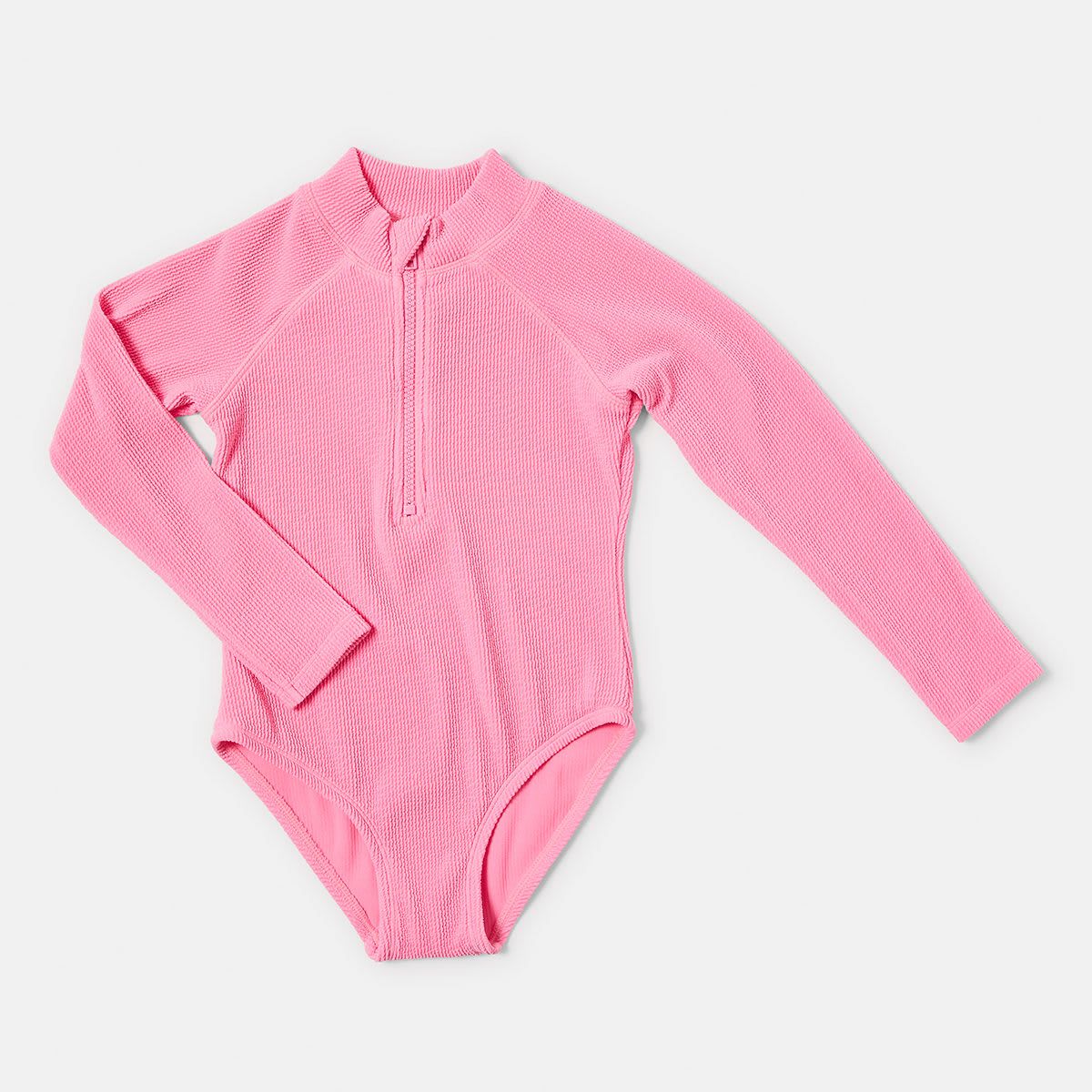 Long Sleeves One Piece Textured Swimsuit