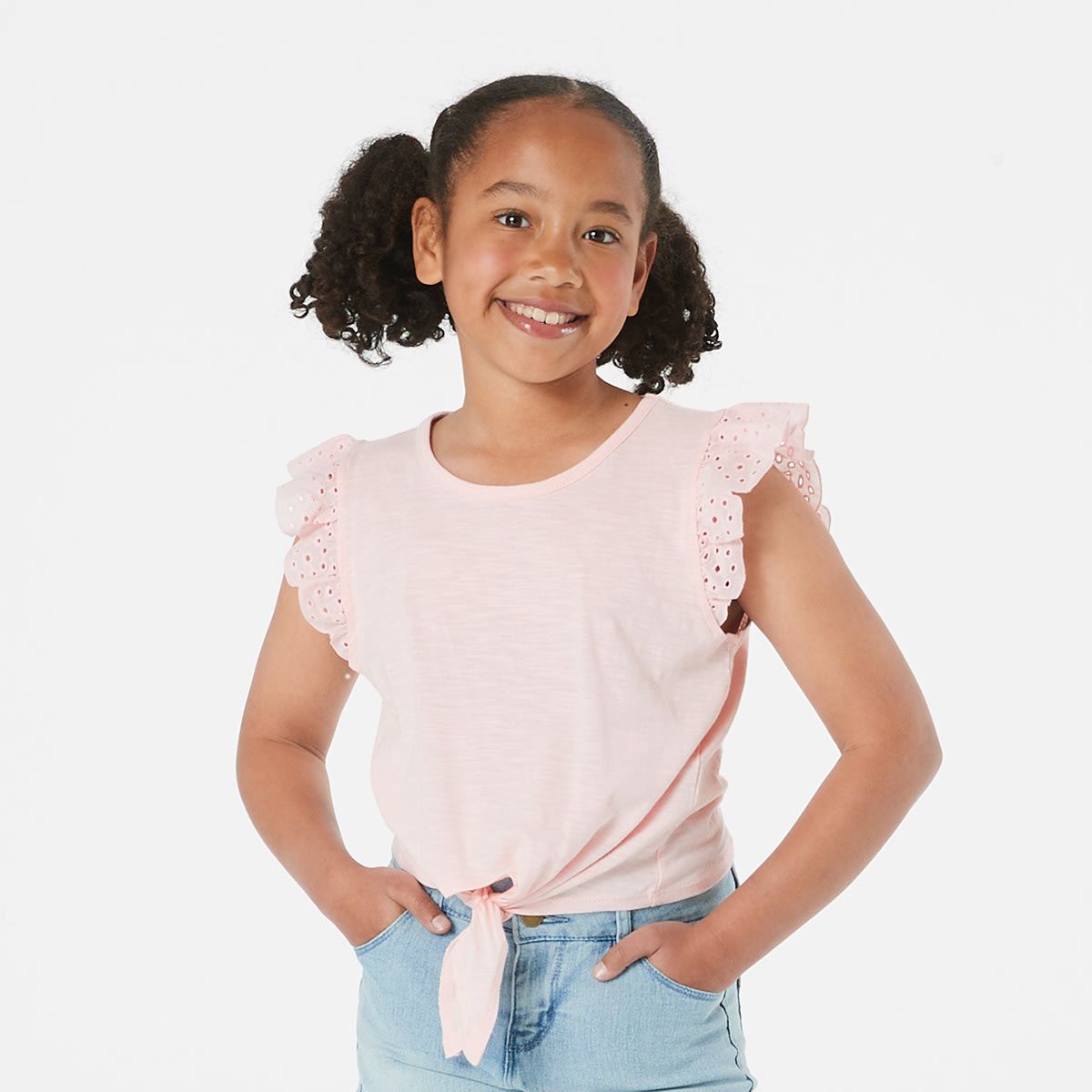 Sleeveless Broderie Frill Tie Top
