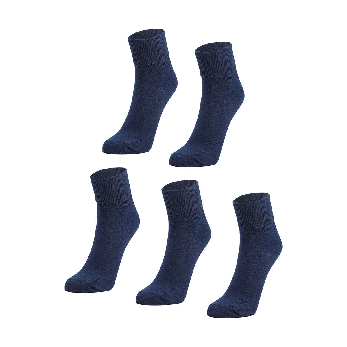 5 Pack School Turn Over Top Socks