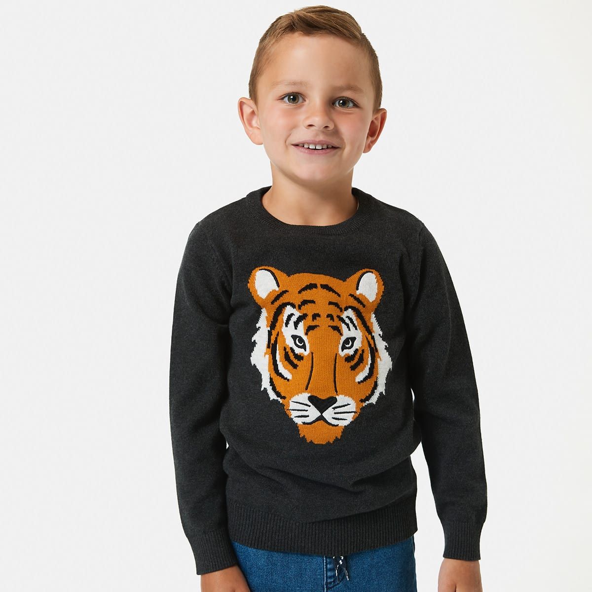 Jacquard Animal Crew Neck Top