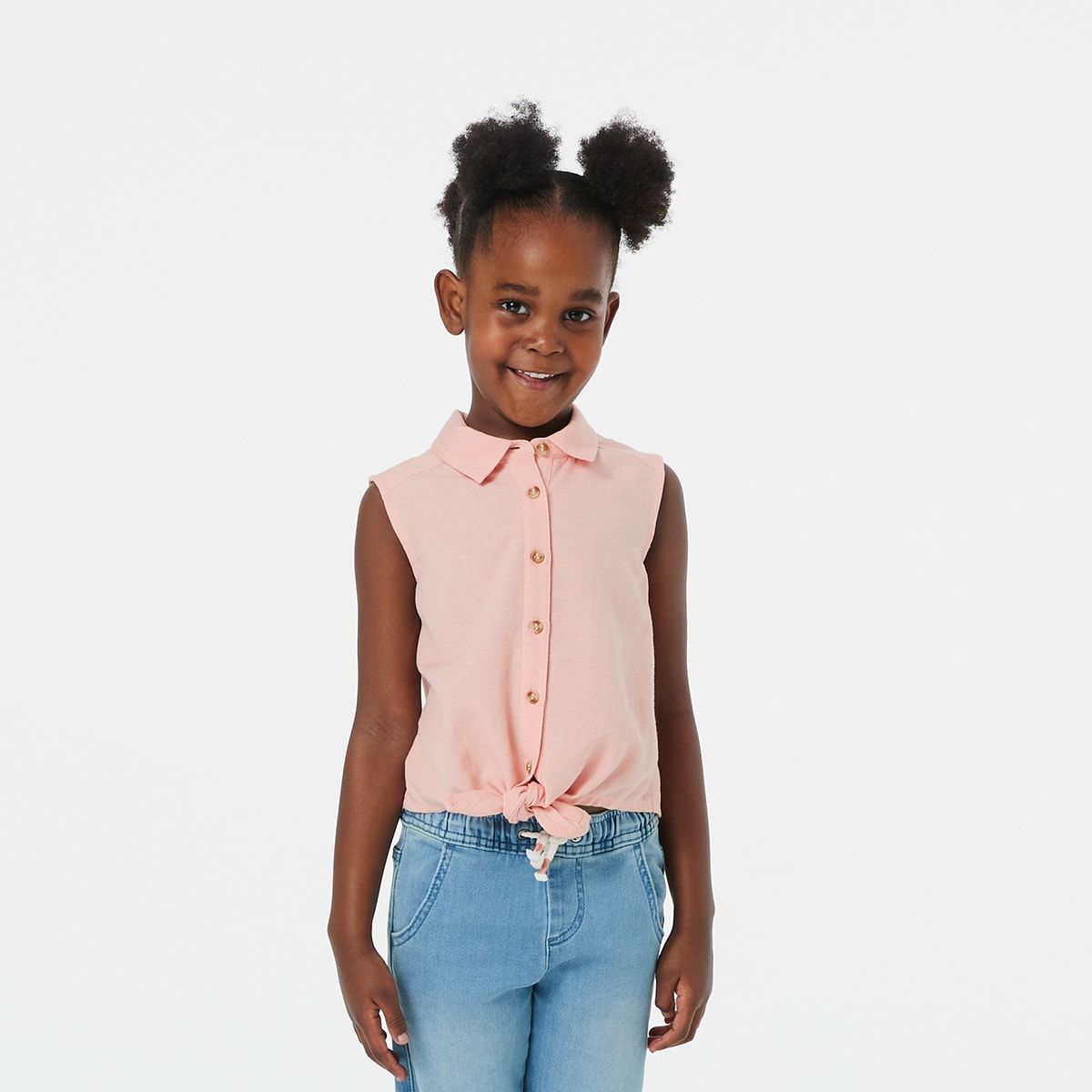 Sleeveless Tie Front Linen Top