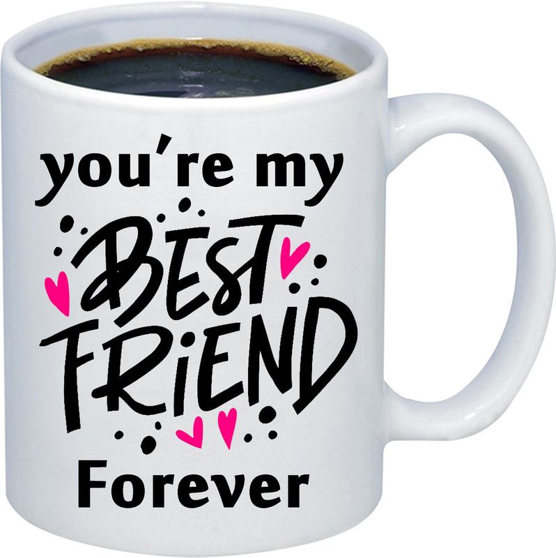 ADITI Designs Gifts For Friends friends Forever Designer Ceramic Coffee Mug  (325 ml)