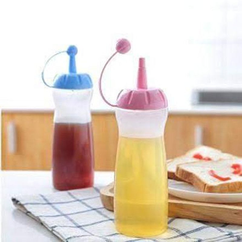Fiery Squeeze Bottle for sauce, syrup (2pc) (Random Color as avbl) 400 ml Bottle  (Pack of 2, Clear, Plastic)