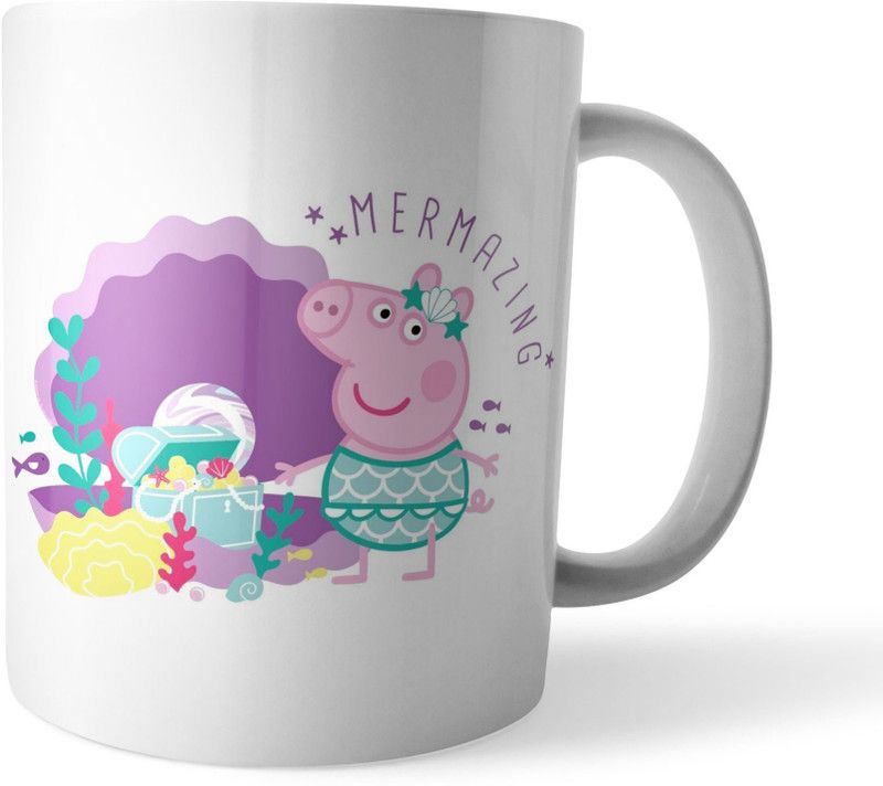 Jbn Mermazing Peppa Pig| Gift to Kids Birthday | Cartoon Cups | Pack of 1, 330ml Ceramic Coffee Mug  (330 ml)