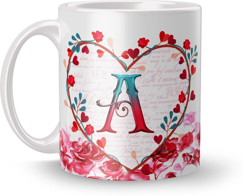 NAWEMA Letter -A Print Gift for Girl Friend, Husband , Wife Ceramic Coffee Mug  (320 ml)