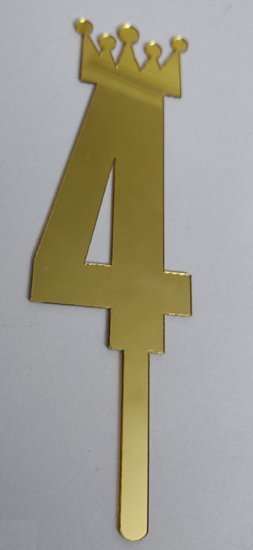 MOREL GOLD COLOR NUMERICAL NUMBER FOUR (4) CAKE TOPPER FOR BIRTHDAY/ANNIVERSARY (GOLD, 4) Cake Topper  (GOLD Pack of 1)