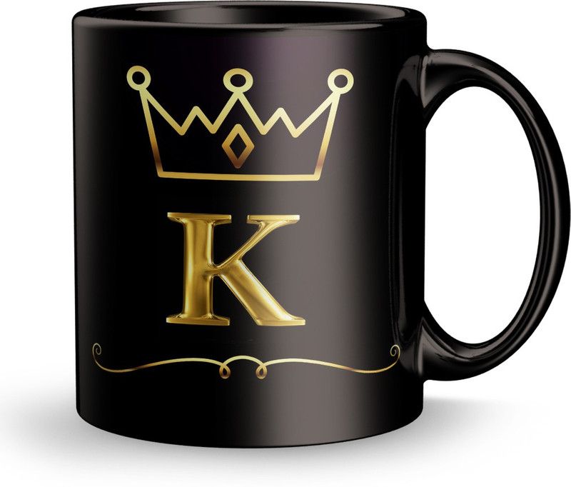 Fifth and Moon ( K ) Letter Design Print Gift For Girl Friend Spacial Birthday Gift Ceramic Coffee Mug  (320 ml)