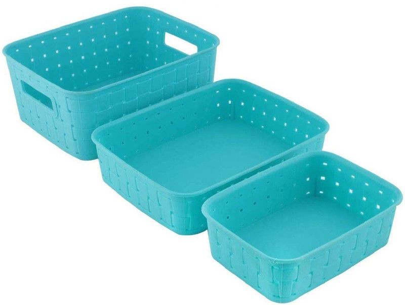 HOME SMART Multipurpose Basket with 3 Different Size for Vegetable & Fruits (3Pc) Plastic Fruit & Vegetable Basket  (Multicolor)