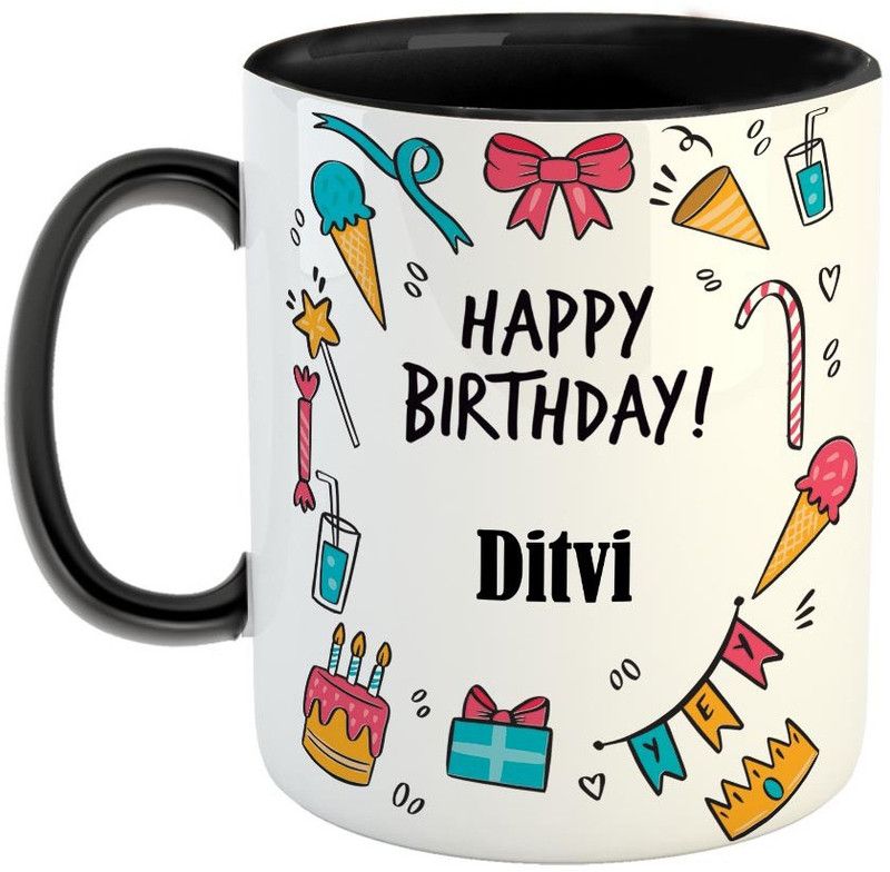 Furnish Fantasy Best Gift for Birthday, Name - Ditvi Ceramic Coffee Mug  (350 ml)