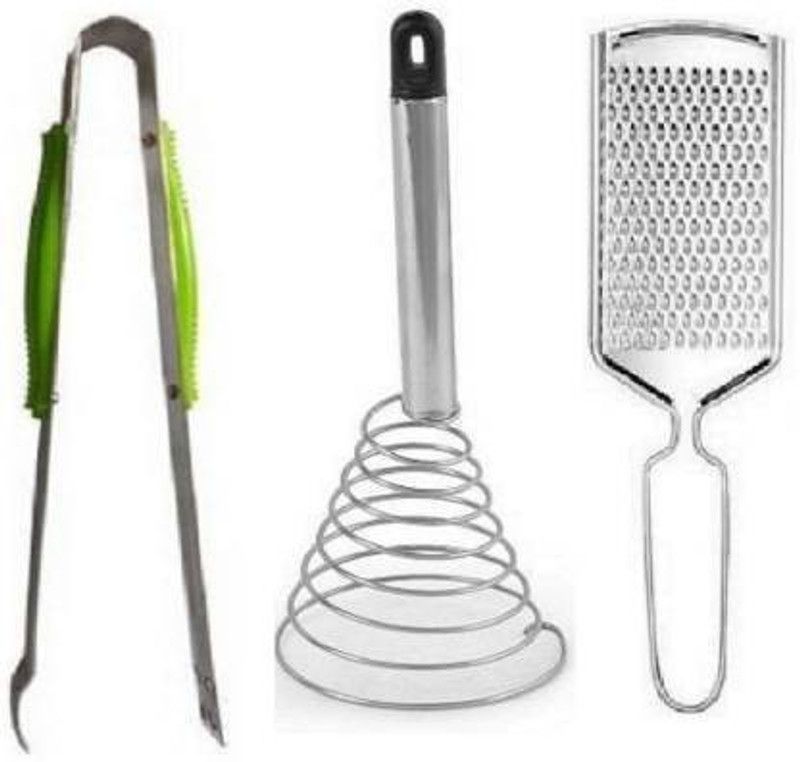 Nivel Egg Beater/Whisk ,Cheese coconut ginger Grater and Tong/chapati chimta Kitchen Tool Set  (Tong, Grater, Whisk, Skimmer)