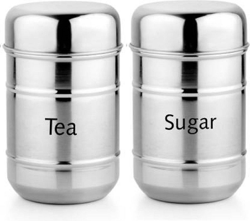 Steelshine Online Steel Tea Coffee & Sugar Container - 750 ml  (Pack of 2, Silver)