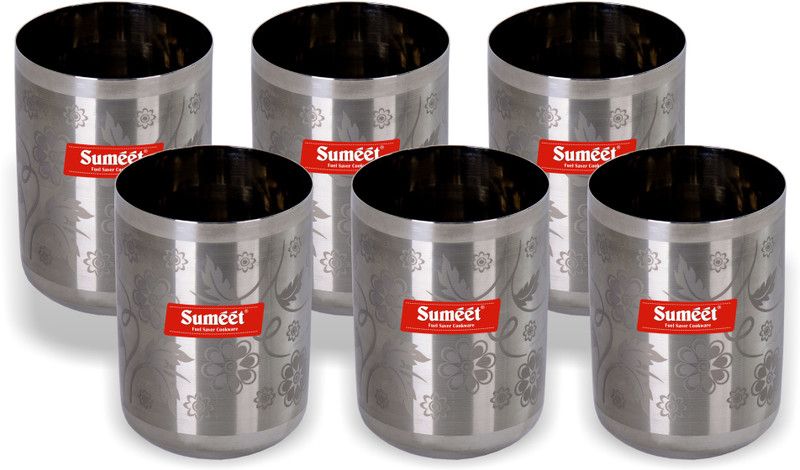 Sumeet (Pack of 6) MGFL6PC Glass Set Water/Juice Glass  (300 ml, Steel, Steel)