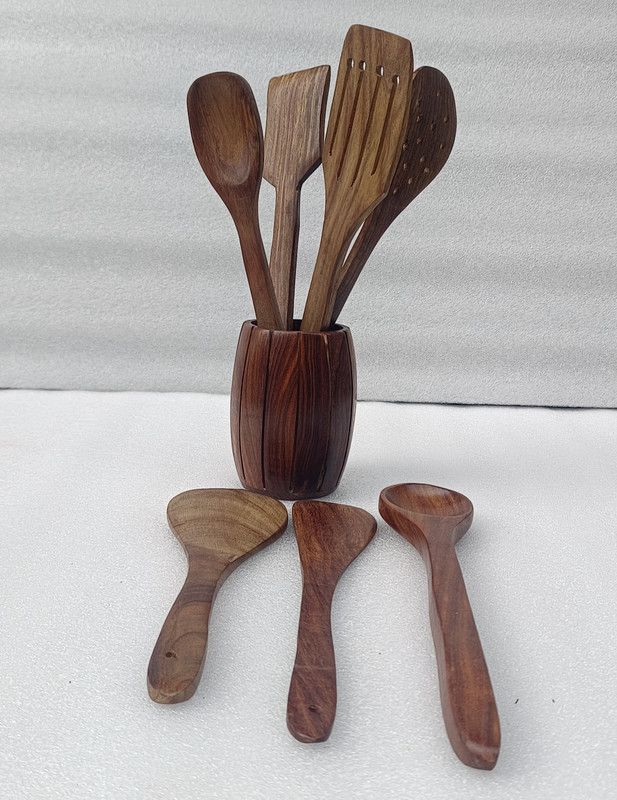 OnlineCraft ch3124 spoon stand Kitchen Tool Set  (Brown, Cooking Spoon)