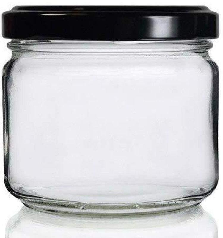 TREE LINIEN - 350 ml Glass Grocery Container  (Pack of 10, Clear, Black, Gold)