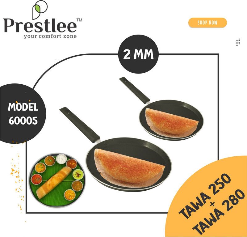 Sabari Prestlee PNFT-60005 Non-Stick Coated Cookware Set/Tawa Set/Tawa Combo/Tawa Pan Tawa 28 cm diameter  (Aluminium, Non-stick)
