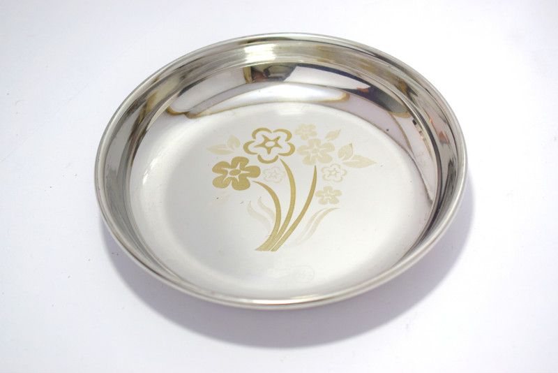 EGLOB Stainless Steel Cup Lids Dinner Plate  (Pack of 12, Microwave Safe)