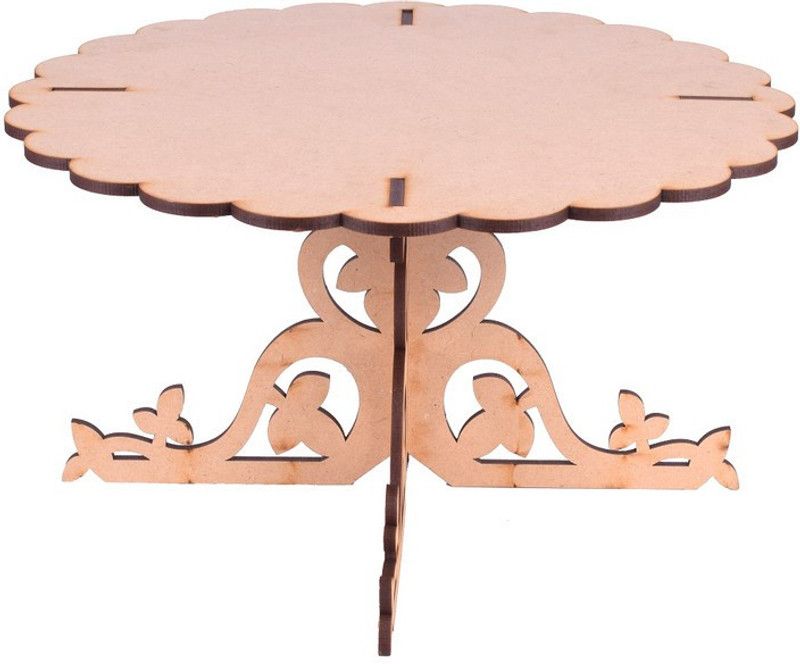 Nevina Round PlyWood Cake and Dessert Pedestal Display Stand for Dining Table Wooden Cake Server  (Brown, Pack of 1)