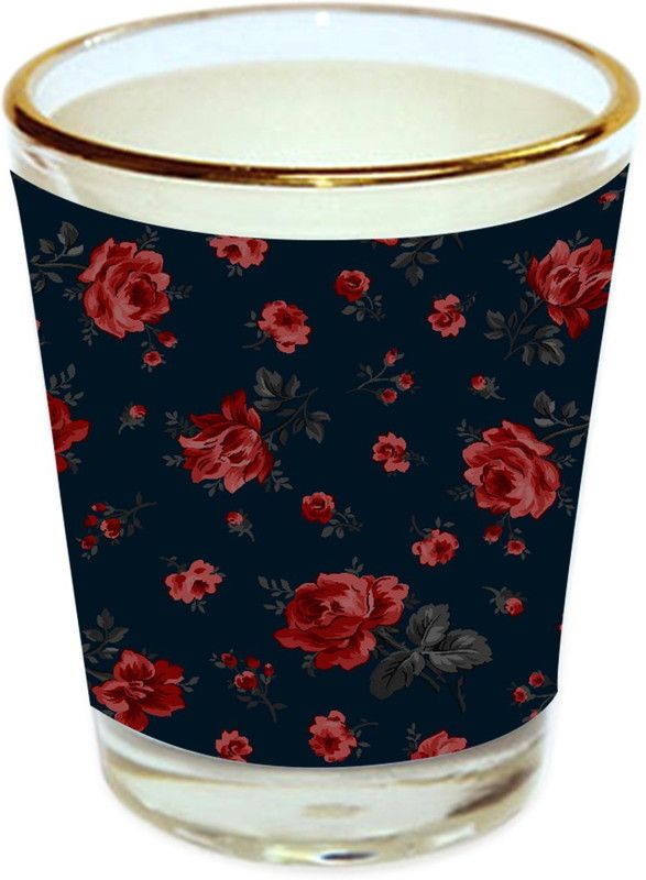 Sri Sai Shopping vodka shot glass multicolor floral design with golden rim for home and bar accessories 40ml (style-10106) Glass Shot Glass  (40 ml, Glass, Multicolor)