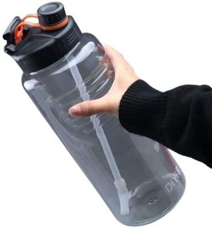 Brezleen Plastic Motivational Sport Water Bottle with Straw Large 3000 ml Bottle  (Pack of 1, Multicolor, Plastic)
