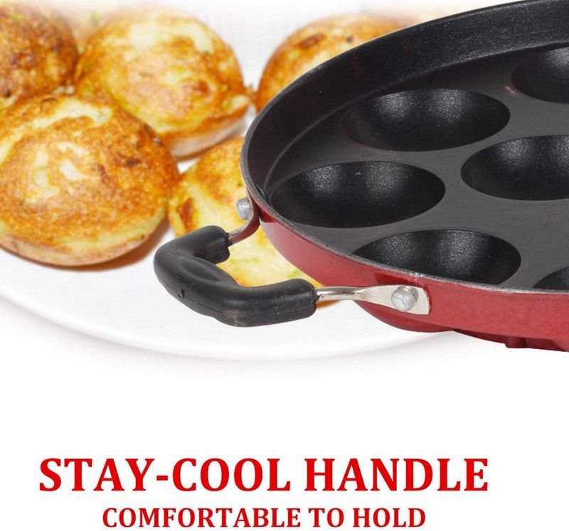 HM EVOTEK Non Stick 12 Cavity Appam Patra With Lids HM-47 Paniarakkal with Lid 0.125 L capacity 23 cm diameter  (Aluminium, Non-stick)