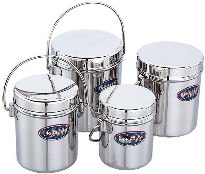 Expresso Steel Utility Container - 1000 ml  (Pack of 4, Silver)