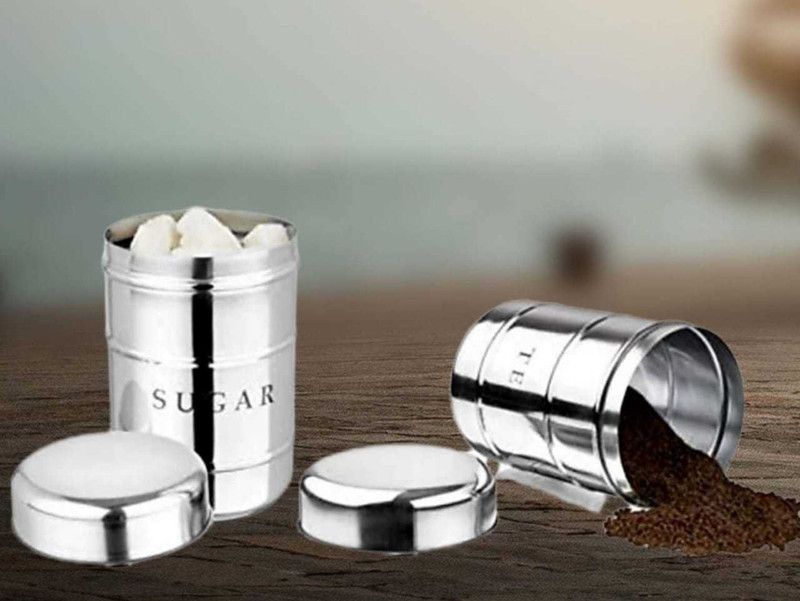 Aquasleri Steel Tea Coffee & Sugar Container - 800 ml  (Pack of 2, Silver)