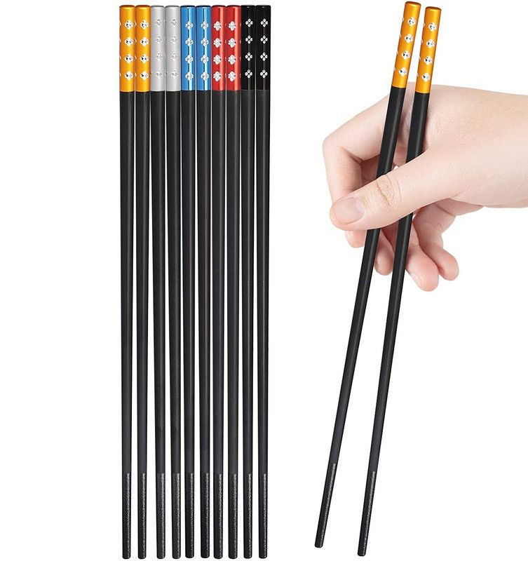 S Square Designing Cooking, Eating Ceramic Chinese, Japanese, Korean, Vietnamese Chopstick  (Black Pack of 10)