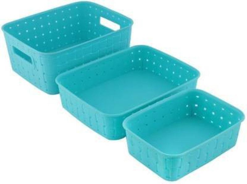 Tricorn Plastic Storage Basket  (Pack of 3)