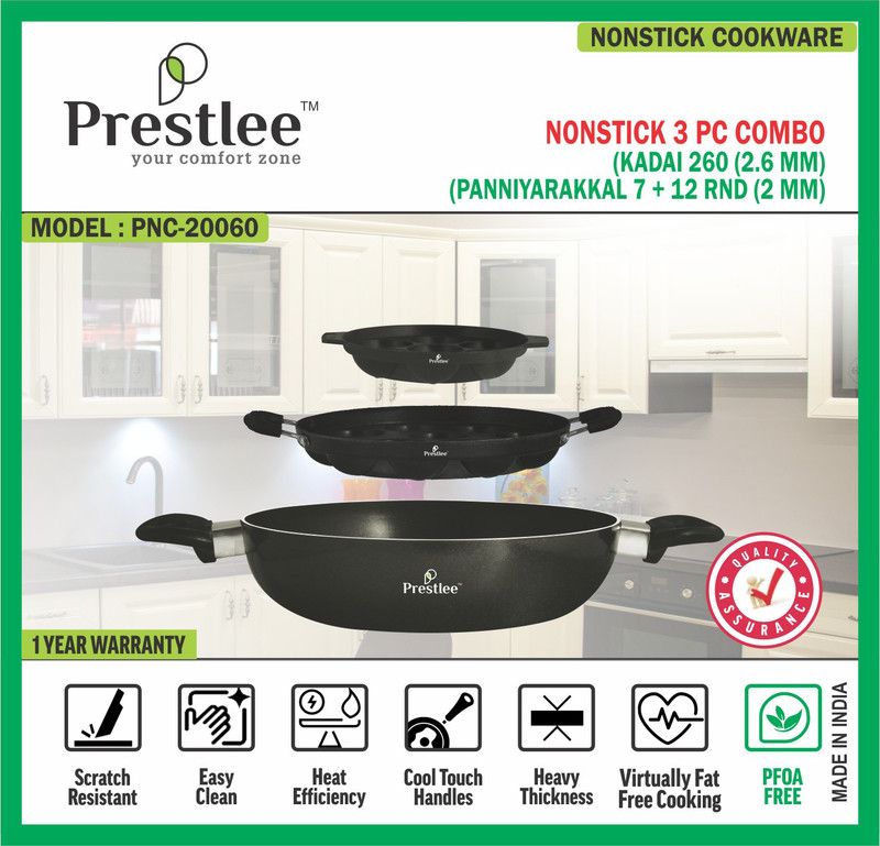 Sabari PrestleePNC-20060 Non-Stick Cookware/Kadhai/Kadai/Kadhai Set/Deep Kadhai Non-Stick Coated Cookware Set  (Aluminium, 1 - Piece)