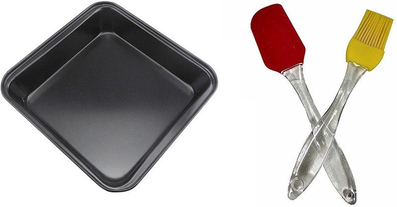 IARA Non Stick Coated Square Baking Mould with Reusable Silicone Brush and Spatula Kitchen Tool Set  (Baking Tools, Brush, Spatula)