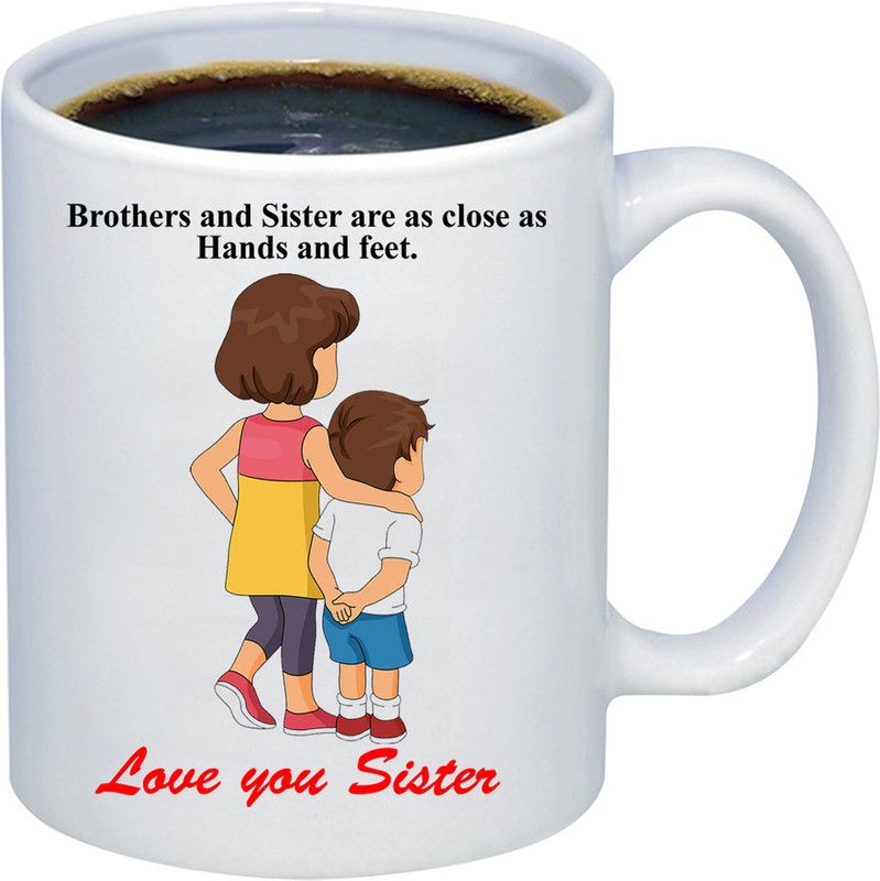 ADITI Designs Brother & Sister ( Love U sister) Designer Ceramic Coffee Mug  (325 ml)