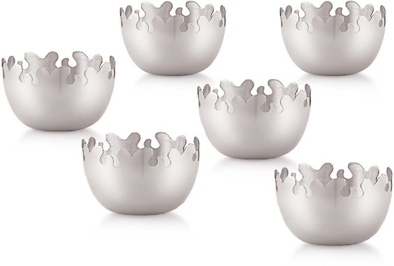 Navratn Dessert And Serving Bowl Set of 6, Size- 10 cm Stainless Steel Serving Bowl  (Silver, Pack of 6)