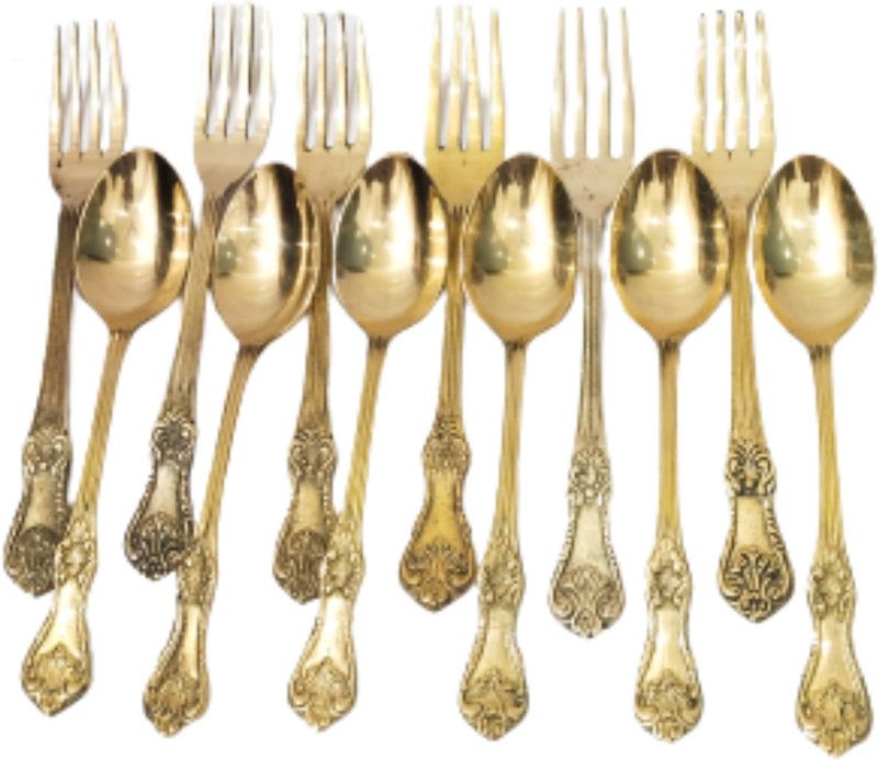 Brass Globe BRASS CUTLERY Brass Cutlery Set  (Pack of 12)
