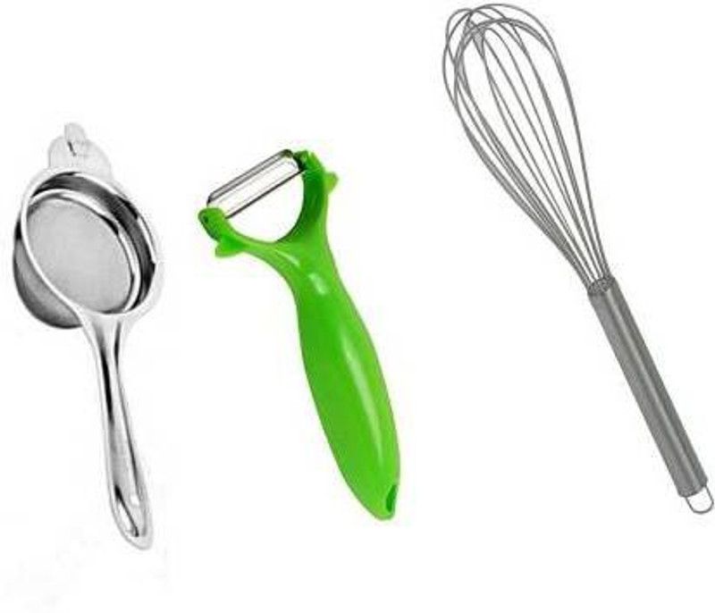 AN Sunshine kitchen tool set 012384 COMBO SET OF KITCHEN TOOLS FOR YOUR SMART KITCHEN Kitchen Tool Set Kitchen Tool Set  (Steel, Green, Whisk, Strainer, Peeler)