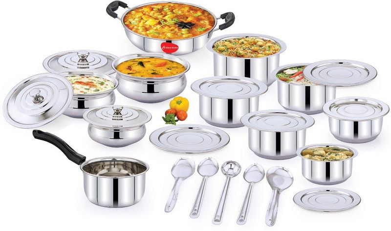 KLASSI KICHEN Induction Bottom Cookware Set  (Stainless Steel, 20 - Piece)
