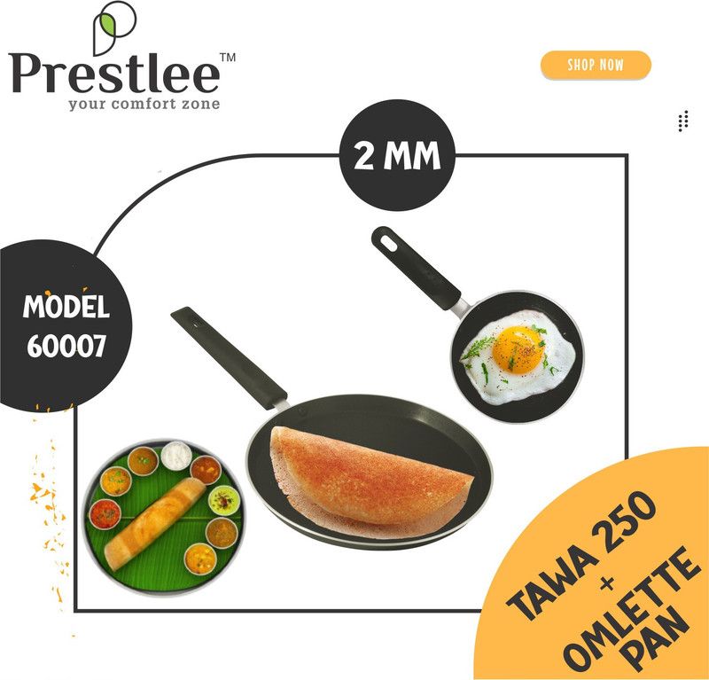 Sabari Prestlee PNFT-60007 Non-Stick Coated Cookware Set/Tawa Set/Tawa Combo/Tawa Pan Tawa 25 cm diameter  (Aluminium, Non-stick)
