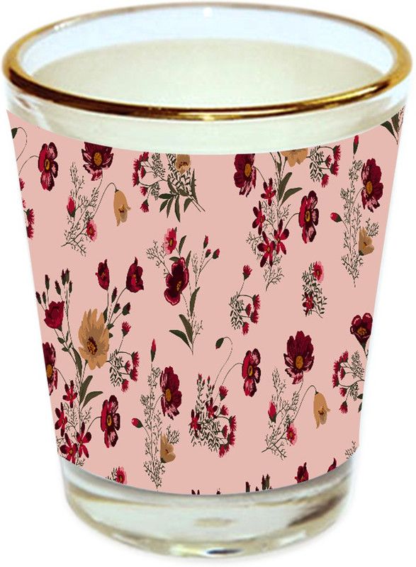 Sri Sai Shopping vodka shot glass multicolor floral design with golden rim for home and bar accessories 40ml (style-10127) Glass Shot Glass  (40 ml, Glass, Multicolor)