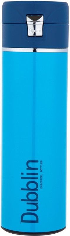 DUBBLIN Glitter Stainless Steel Leak Proof Thermos Keep Hot 6 Hrs,Cold 12 Hrs 450 ml Bottle  (Pack of 1, Blue, Steel)