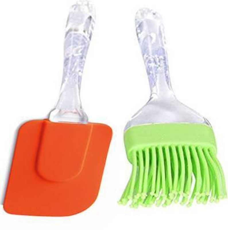 Eliq Spatula & Oil Brush Silicone Brush and Spatula Silicon Brush For Kitchen Linen Set Pastry Tools Baking Scraper Cream Butter Handled Cake Spatula Cooking Cake Brushes Kitchen Utensil Multicolor Kitchen Tool Set Kitchen Tool Set  (Spatula, Brush)