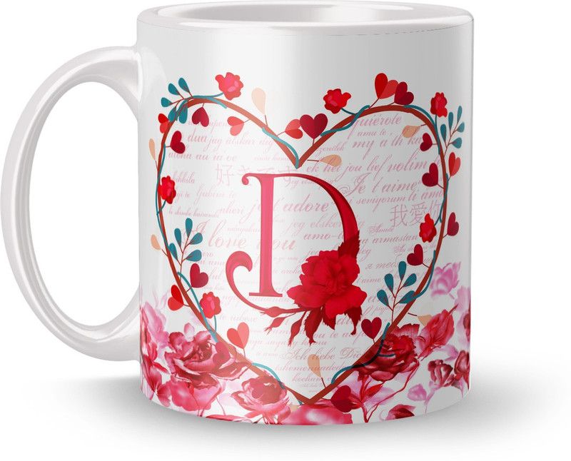 NAWEMA Letter -D Print Gift for Girl Friend, Best Friend Ceramic Coffee Mug  (320 ml)