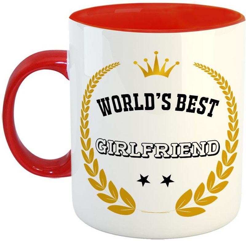 FABTODAY World's Best Girlfriend Coffee - Best Gift for Girlfriend - Color - Red (0529) Ceramic Coffee Mug  (350 ml)